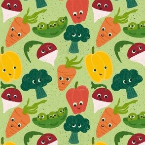 Garden Veggie Medley | Colorful Summer Vegetables on Bright Green