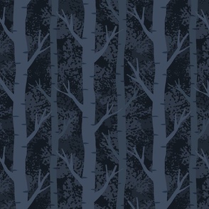 Silver Birch - Navy Blue (Medium Scale)