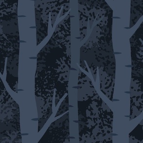 Silver Birch - Navy Blue (Large Scale)