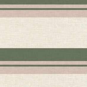 Jumbo stripes - horizontal blush and green linen look