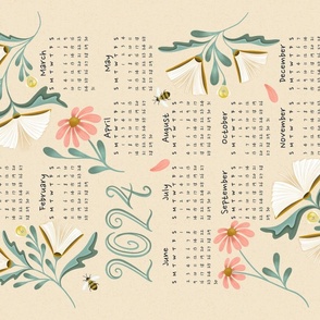 Calendar 2024 for book lovers „Books disguised as flowers“, library 