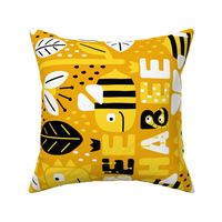 "Bee Ha-bee" wall hanging for good vibes! happy, bold, yellow, black and white