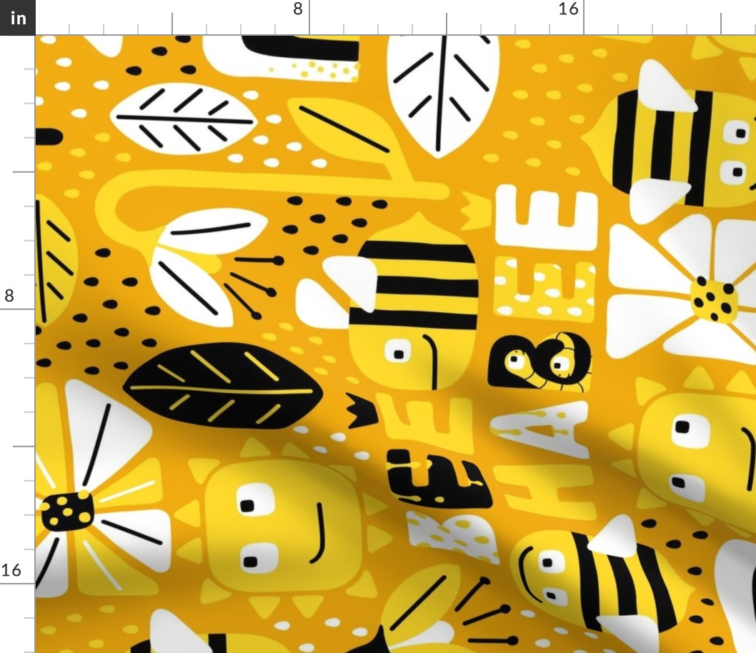 "Bee Ha-bee" wall hanging for good vibes! happy, bold, yellow, black and white