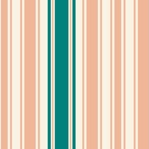 Coastal stripes - pastel salmon and sea green