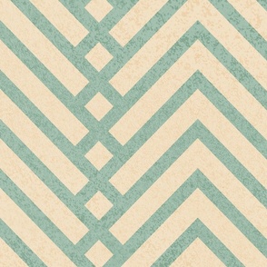 Large jumbo scale // Mod herringbone // Cambridge blue and ivory textured geometric geometric retro zigzag chevron