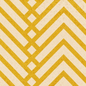 Large jumbo scale // Mod herringbone // goldenrod yellow and ivory textured geometric geometric retro zigzag chevron