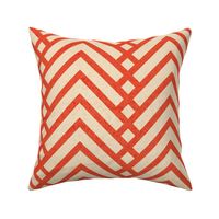 Normal scale // Mod herringbone // neon red orange shade and ivory textured geometric geometric retro zigzag chevron