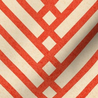 Normal scale // Mod herringbone // neon red orange shade and ivory textured geometric geometric retro zigzag chevron