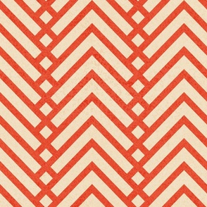 Normal scale // Mod herringbone // neon red orange shade and ivory textured geometric geometric retro zigzag chevron