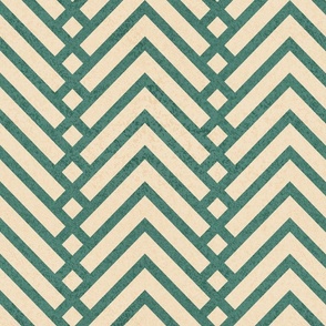 Normal scale // Mod herringbone // pine green and ivory textured geometric geometric retro zigzag chevron