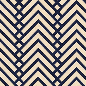 Normal scale // Mod herringbone // navy and ivory textured geometric geometric retro zigzag chevron