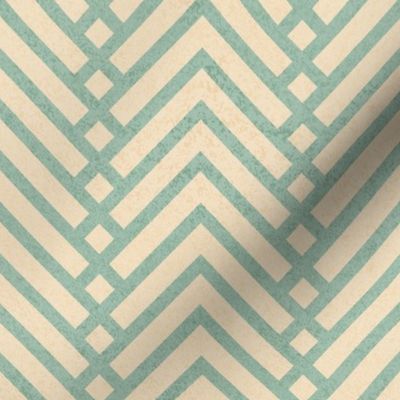 Small scale // Mod herringbone // Cambridge blue and ivory textured geometric geometric retro zigzag chevron