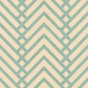 Small scale // Mod herringbone // Cambridge blue and ivory textured geometric geometric retro zigzag chevron