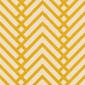 Small scale // Mod herringbone // goldenrod yellow and ivory textured geometric geometric retro zigzag chevron