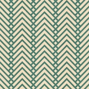 Tiny scale // Mod herringbone // pine green and ivory textured geometric geometric retro zigzag chevron