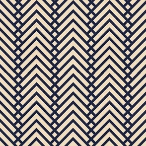 Tiny scale // Mod herringbone // navy and ivory textured geometric geometric retro zigzag chevron