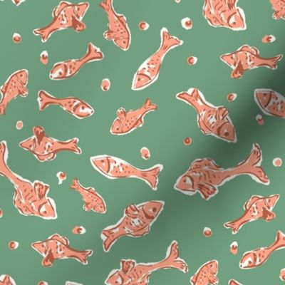 Gone fishing Vintage Green and brown coral fish by Jac Slade