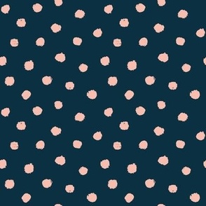 Dotty Roar, peach on navy blue (medium) - organic animal print spots