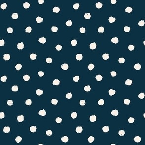 Dotty Roar, white on navy blue (medium) - organic animal print spots