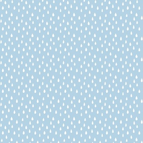 Hand Drawn Raindrops in Blue, White - Large Scale