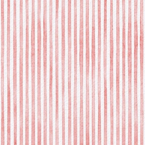 watercolor salmon stripe - coral color - botanical coral stripe wallpaper
