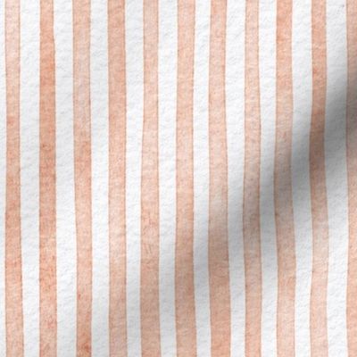 watercolor salmon stripe - peach color - botanical peach salmon stripe wallpaper