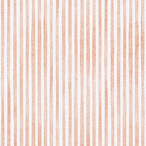 watercolor salmon stripe - peach color - botanical peach salmon stripe wallpaper