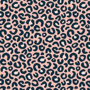 Leopard Print, peach and navy blue (small) - abstract animal fur pattern