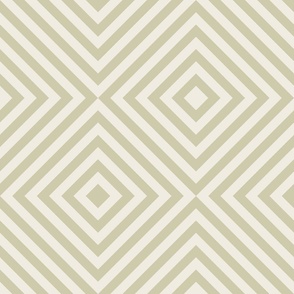 Large Scale // stacks - creamy white_ thistle green - diamond geometric // 12 in repeat