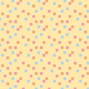 Hand Drawn Tossed Squares in Yellow Pink Blue Orange - Large Scale
