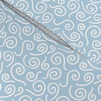 Hand Drawn Windy Swirls in Blue, White - Large Scale