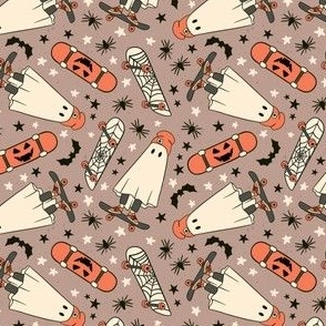 Boy Halloween Skateboard Ghosts Pattern - Small Scale