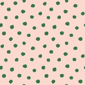 Dotty Roar, pale peach on green (medium) - organic animal print spots