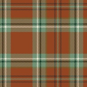 Green and Rust Woven-like Plaid tartan - large scale