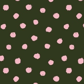 Dotty Roar, pink on jungle green (medium) - organic animal print spots