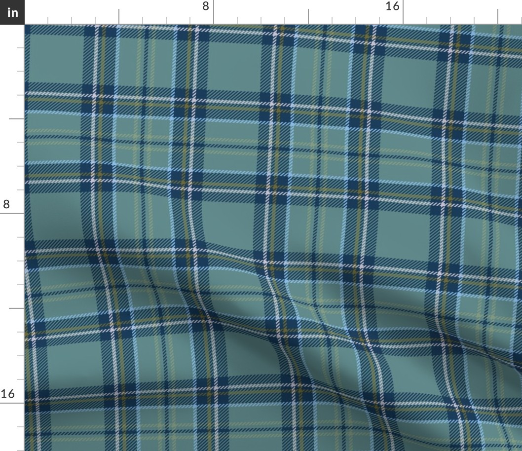 Green and blue woven-like plaid tartan - large scale