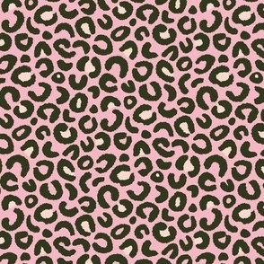 Leopard Print, pink and jungle green (small) - abstract animal fur pattern