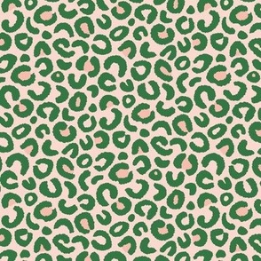 Leopard Print, pale peach and kelly green (small) - abstract animal fur pattern