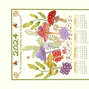 2024 Toadstools and Blooms Tea Towel Calendar 