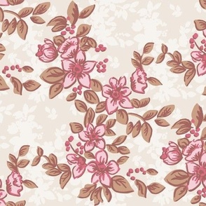MEDIUM Allover Floral - Pink/Brown