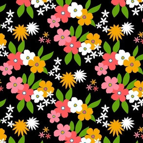 70s flower fantasy - black