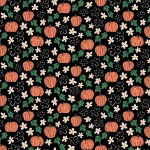 Flower Power Pumpkin Patch Black and Green and Orange