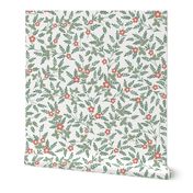 Jumbo Art Nouveau Folk Floral in muted green, red and pink