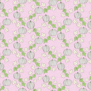 Retro Halloween Aesthetic Flower Power Pumpkin Patch Green and Pink