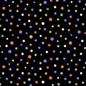 Sm. Halloween Vintage  Confetti Polka Dots Black Background 