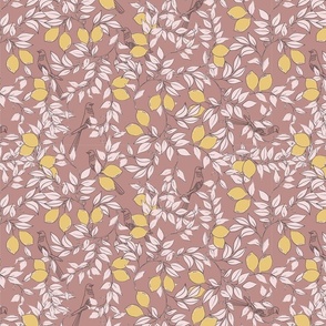 Lemons and birds pink/Small (SM23A-000c)