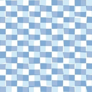 Cool Blues Checkerboard Handdrawn Grid Dress Design