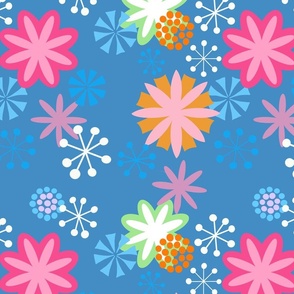 Mid-Century Floral Coordinate Periwinkle