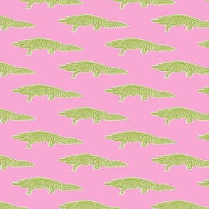 Preppy Alligator in Pink and Green