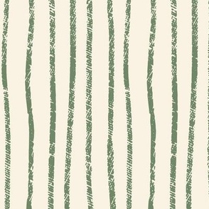 Textured Seaweed Green Stripes - Large | Hand Drawn 